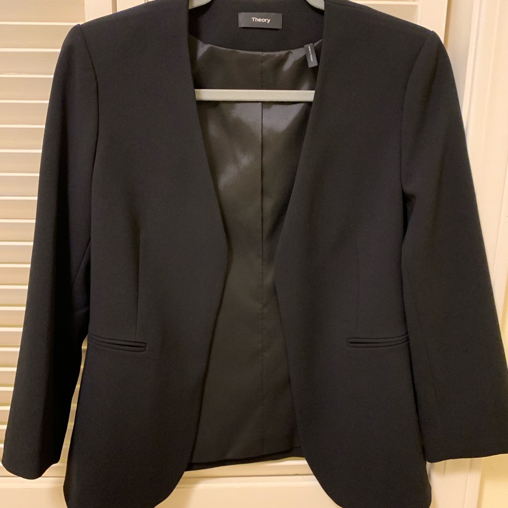 Theory Black Collarless Women's Blazer